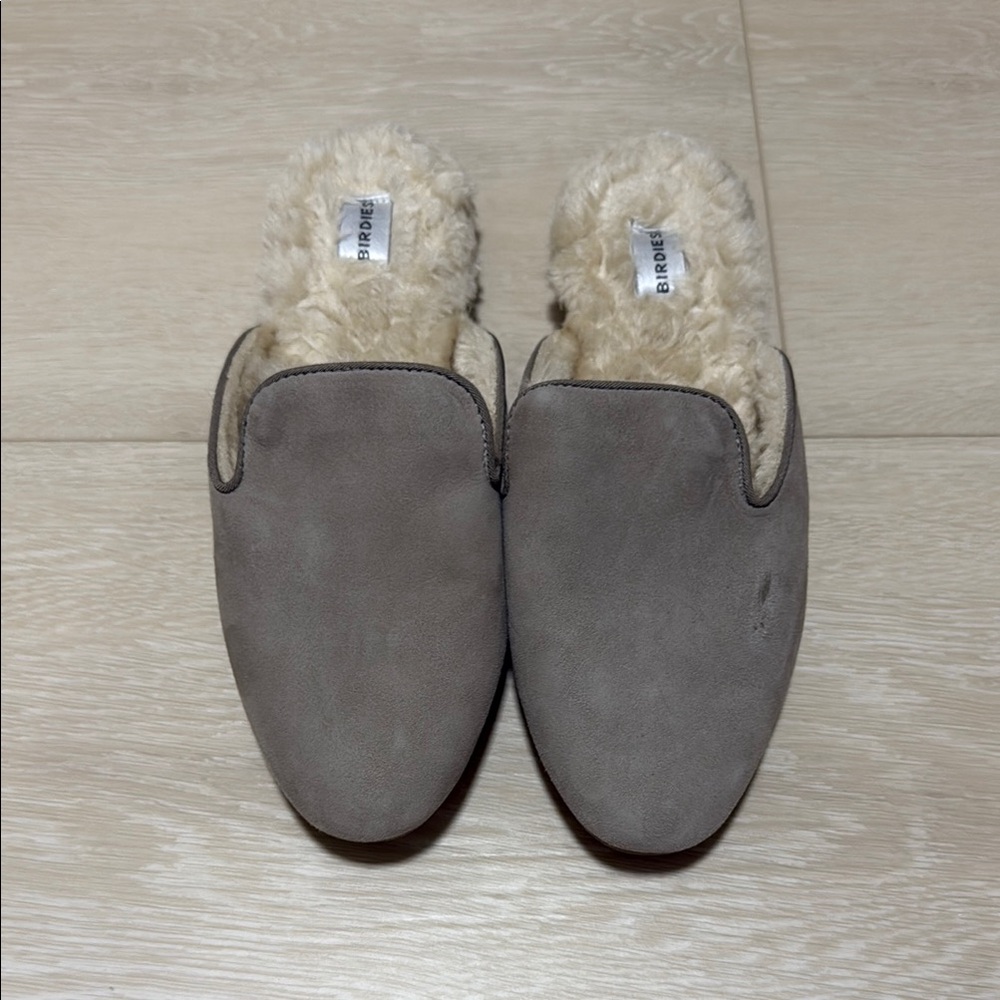 Birdies Gray and Cream Slip-On Loafers